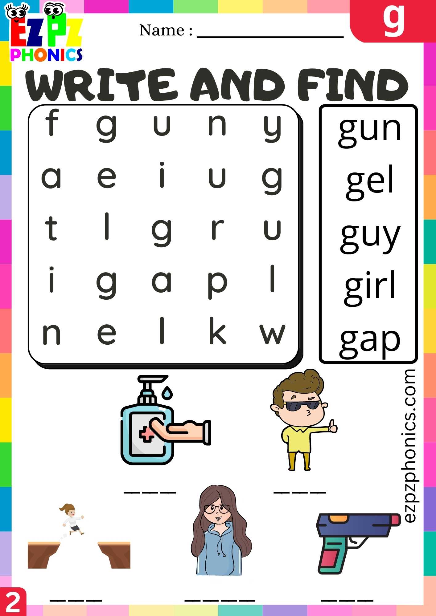 Group2 Letter G Write And Find Beginning Sounds Worksheet